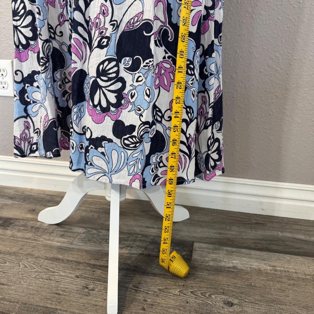 NWT LOFT Beach Women's Size XS Navy Blue Floral Smocked Maxi Dress - Picture 4 of 11